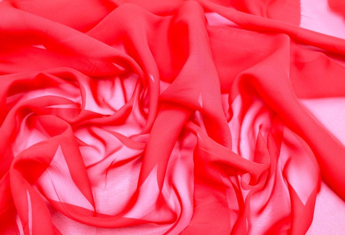 Tissu Mousseline Unie Rouge