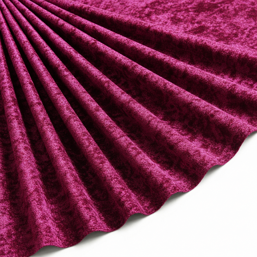 Tissu Panne de Velours Unie Rouge Bordeaux