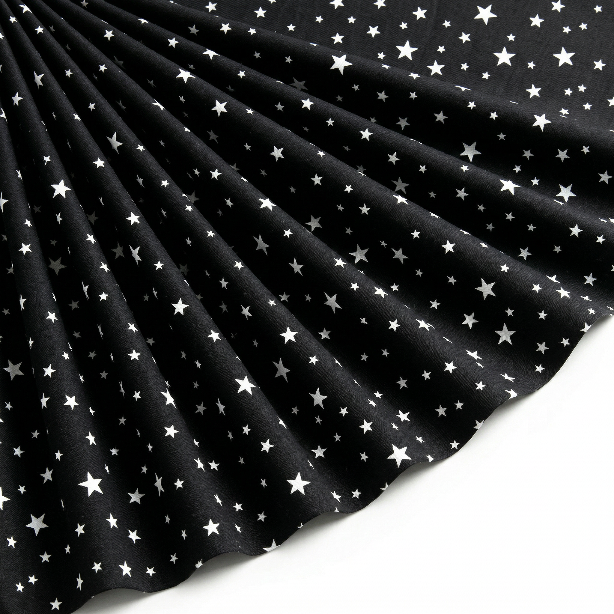 Tissu Popeline de Coton Imprimé Etoiles Noir
