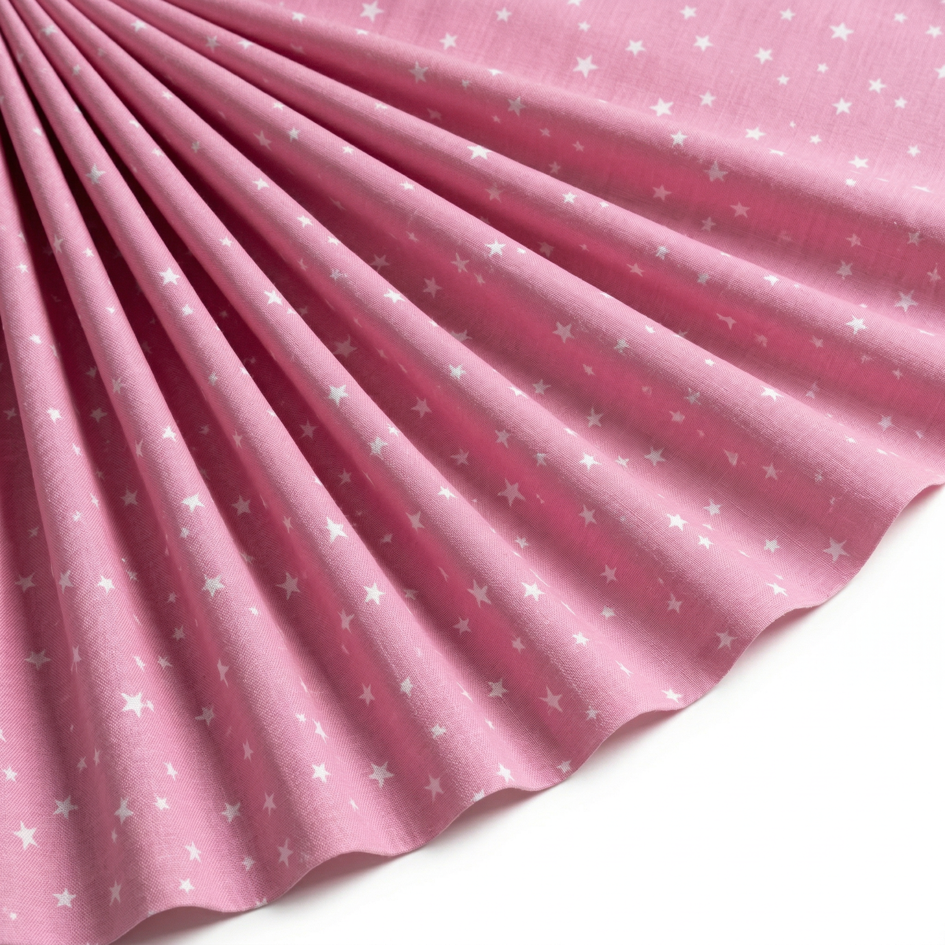 Tissu Popeline de Coton Imprimé Étoiles Rose clair