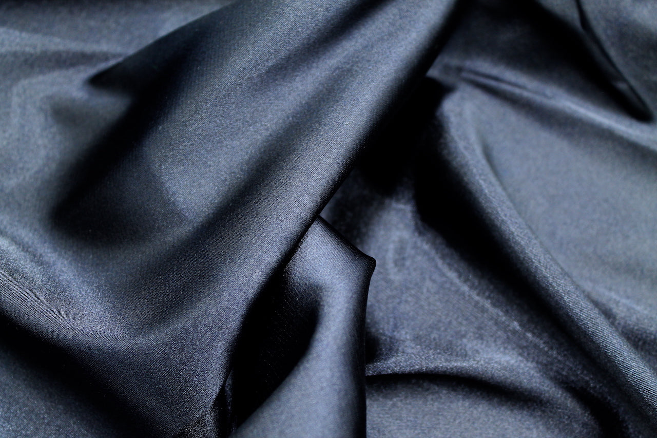 Tissu Satin Extensible Uni Marine