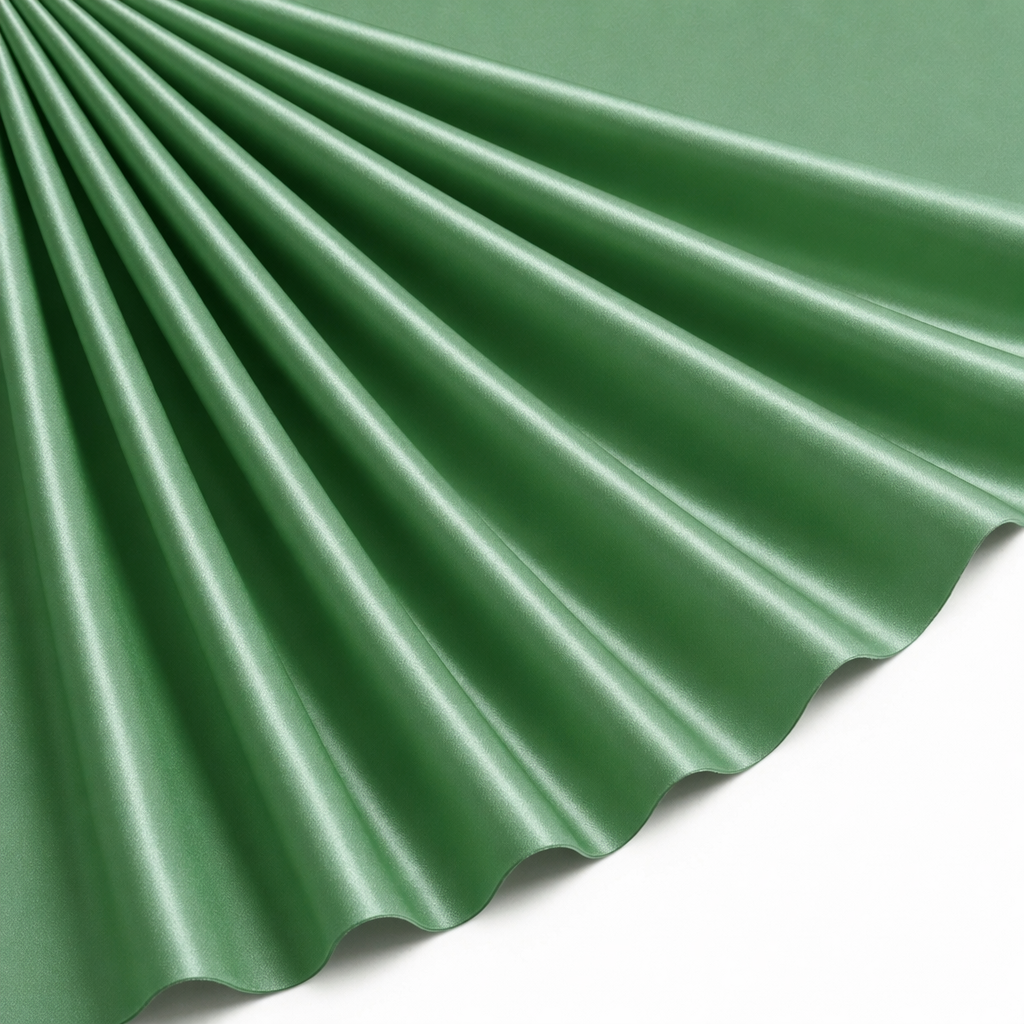 Tissu Satin Extensible Uni Vert Anis