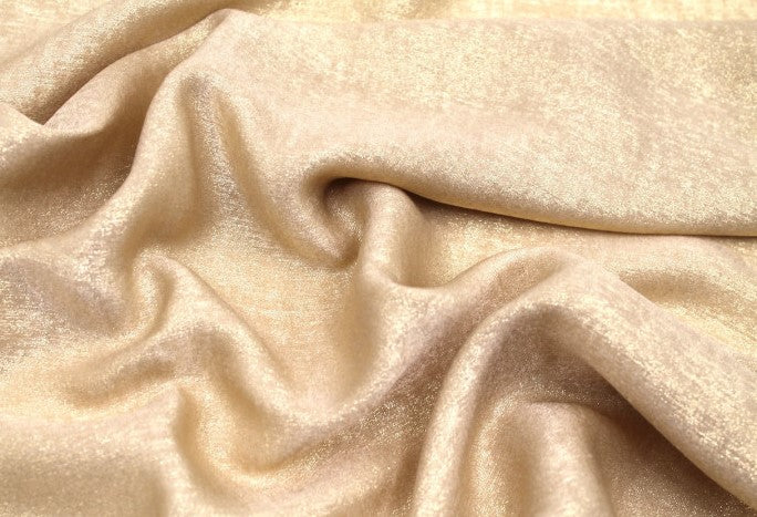 Tissu Satin Lamé fluide Beige Brillant Doré