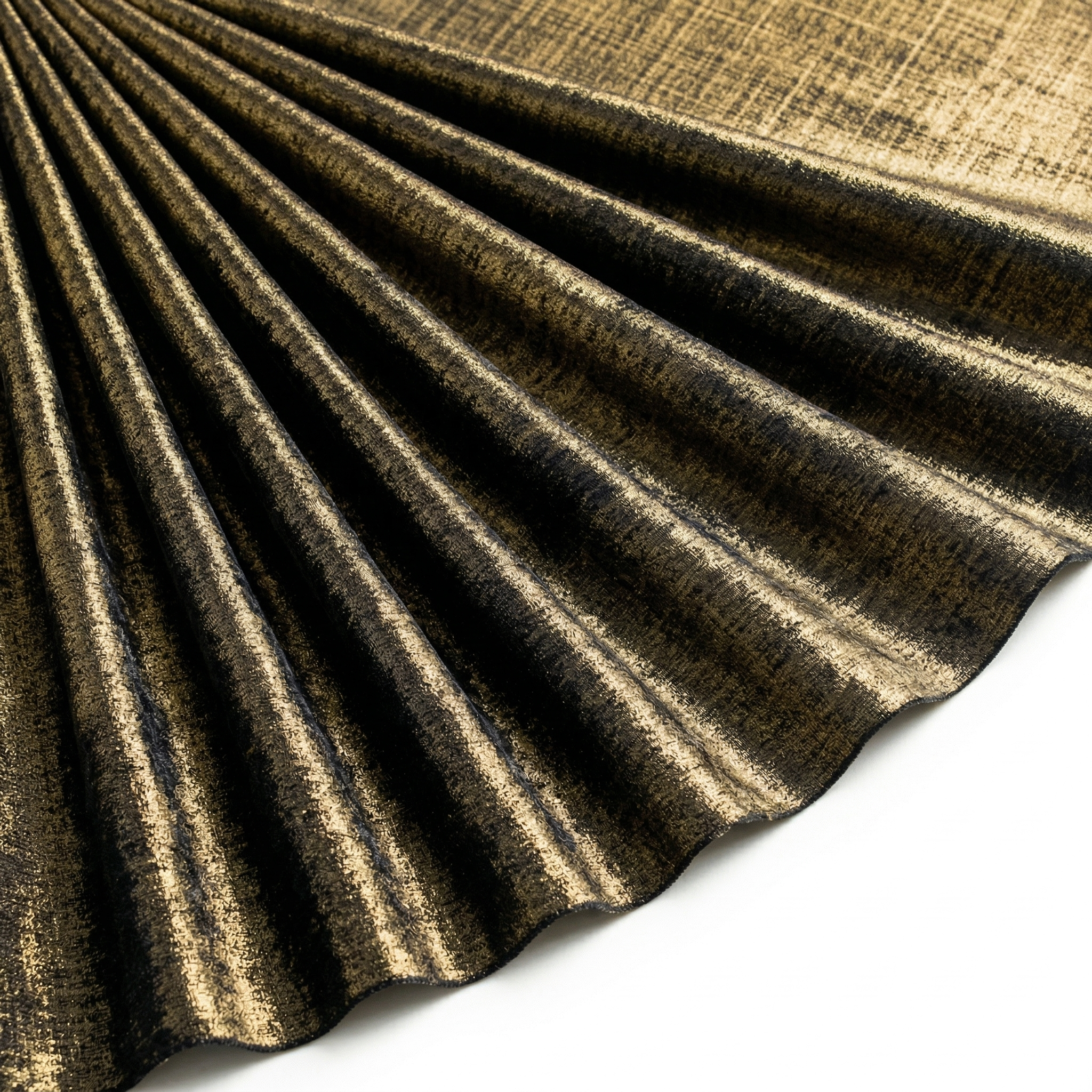 Tissu Satin Lamé fluide Noir Brillant Doré