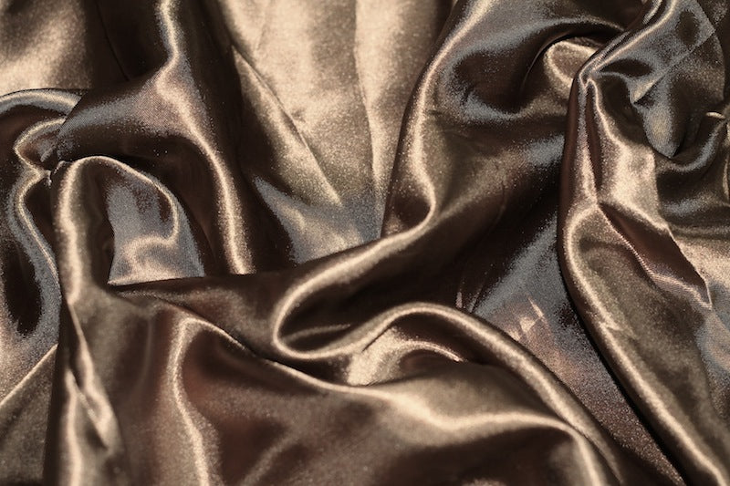 Tissu Satin Polyester Uni Marron