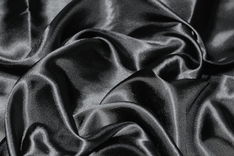 Tissu Satin Polyester Uni Noir