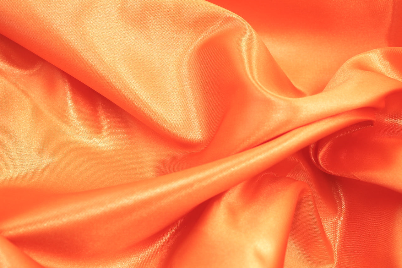 Tissu Satin Polyester Uni Orange