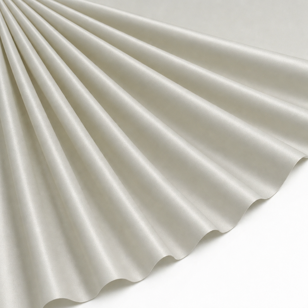 Tissu Satin de Coton extensible Uni Blanc cassé