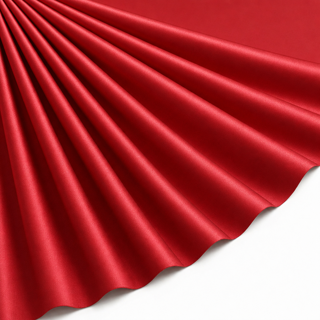 Tissu Satin de Coton extensible Uni Rouge