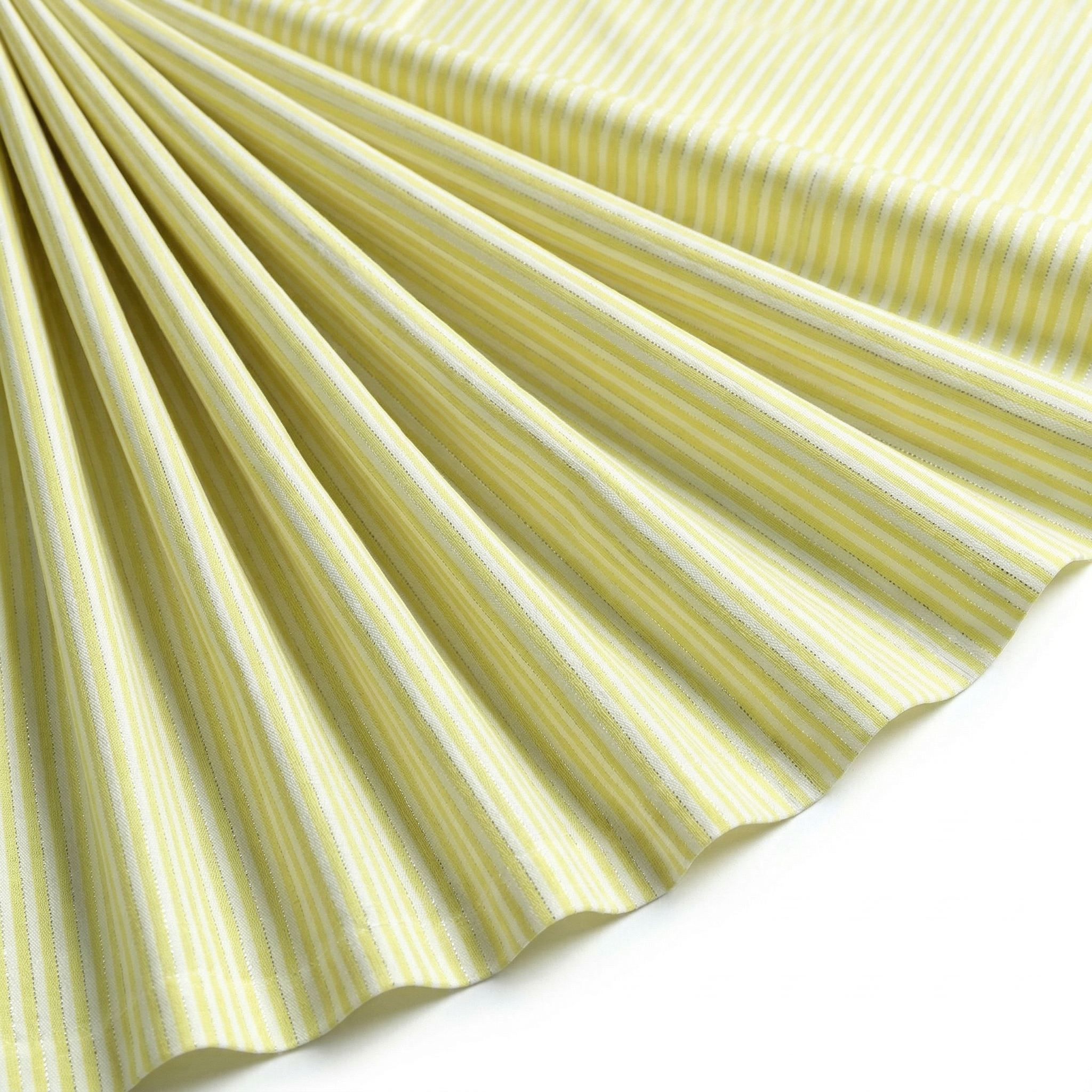 Tissu Seersucker Coton Rayé Lurex Jaune