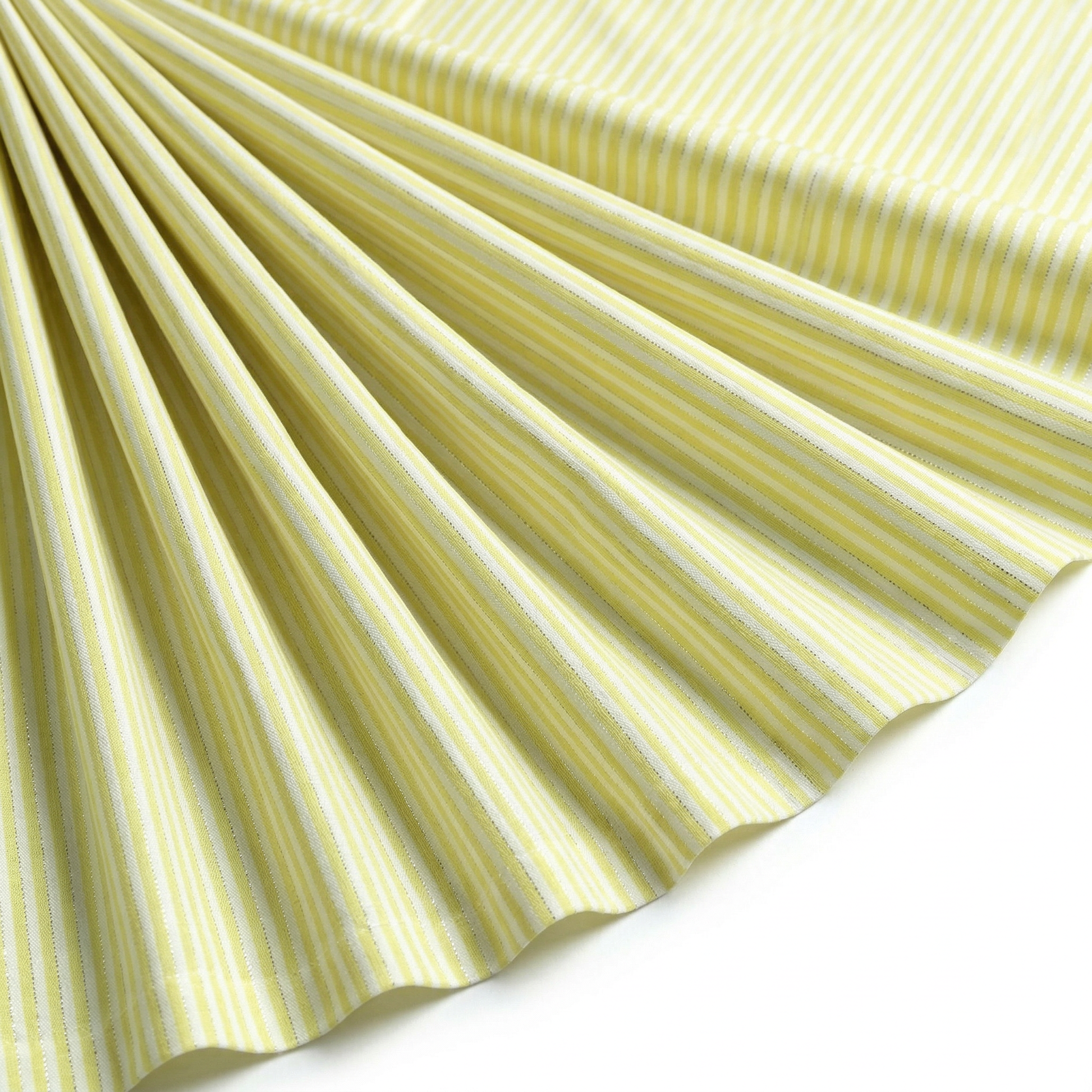Tissu Seersucker Coton Rayé Lurex Jaune
