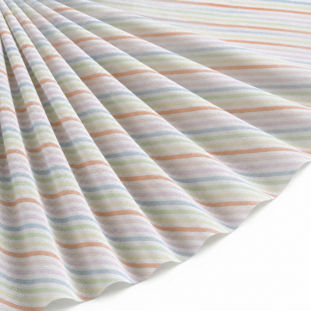 Tissu Seersucker Coton Rayé Lurex Multicolor