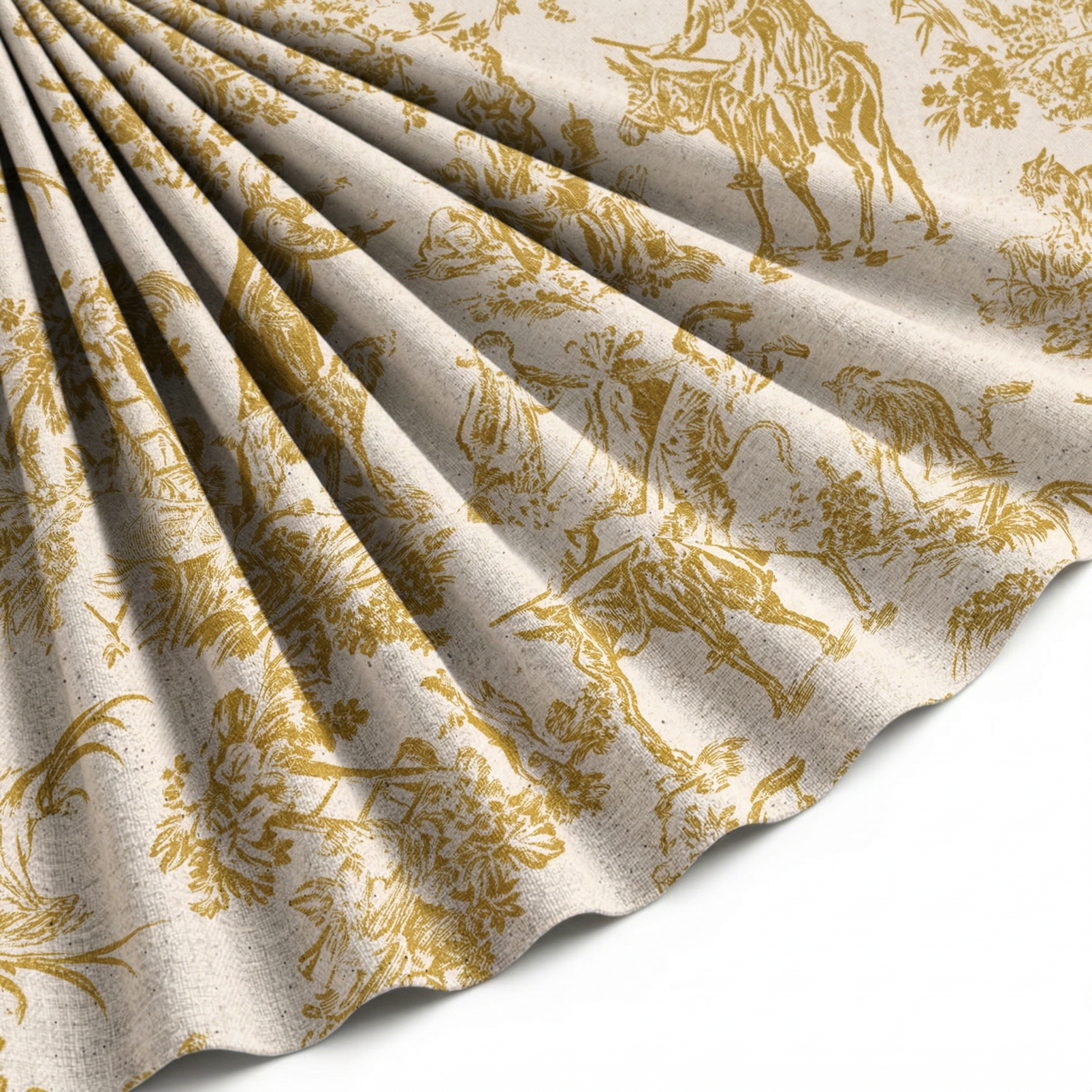 Tissu Toile de Jouy Coton Quotidien Champêtre Jaune
