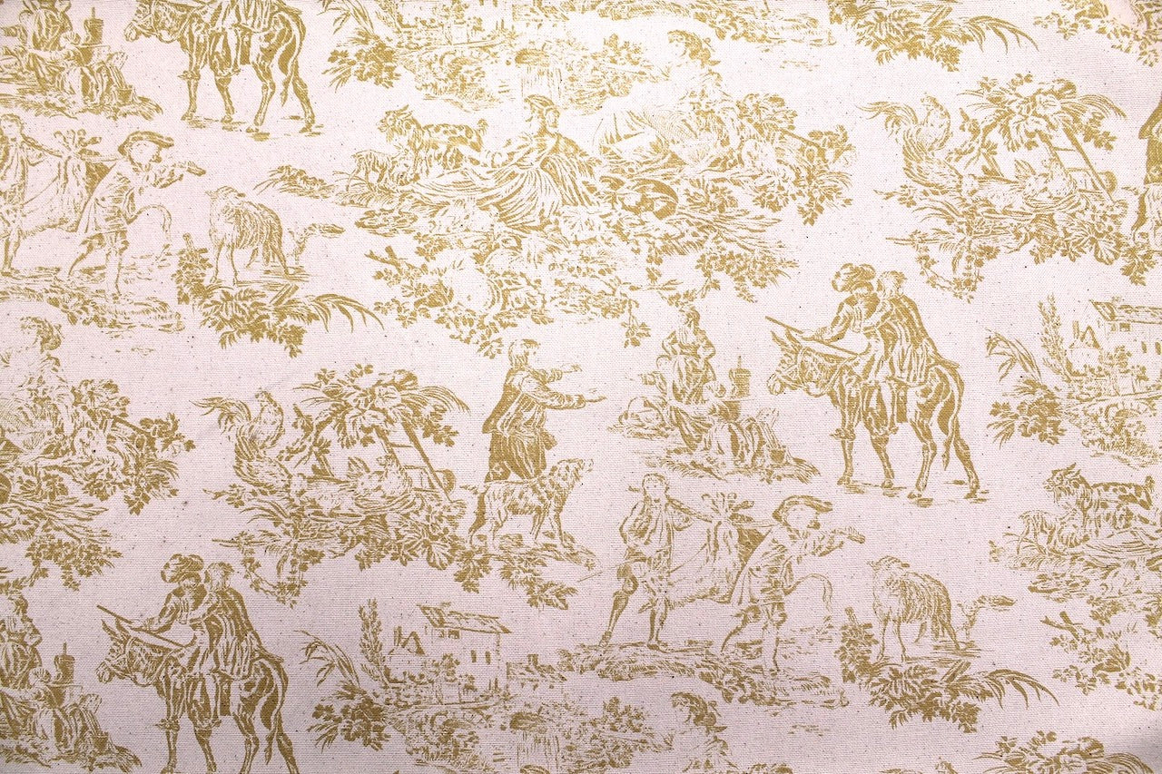 Tissu Toile de Jouy Coton Quotidien Champêtre Jaune