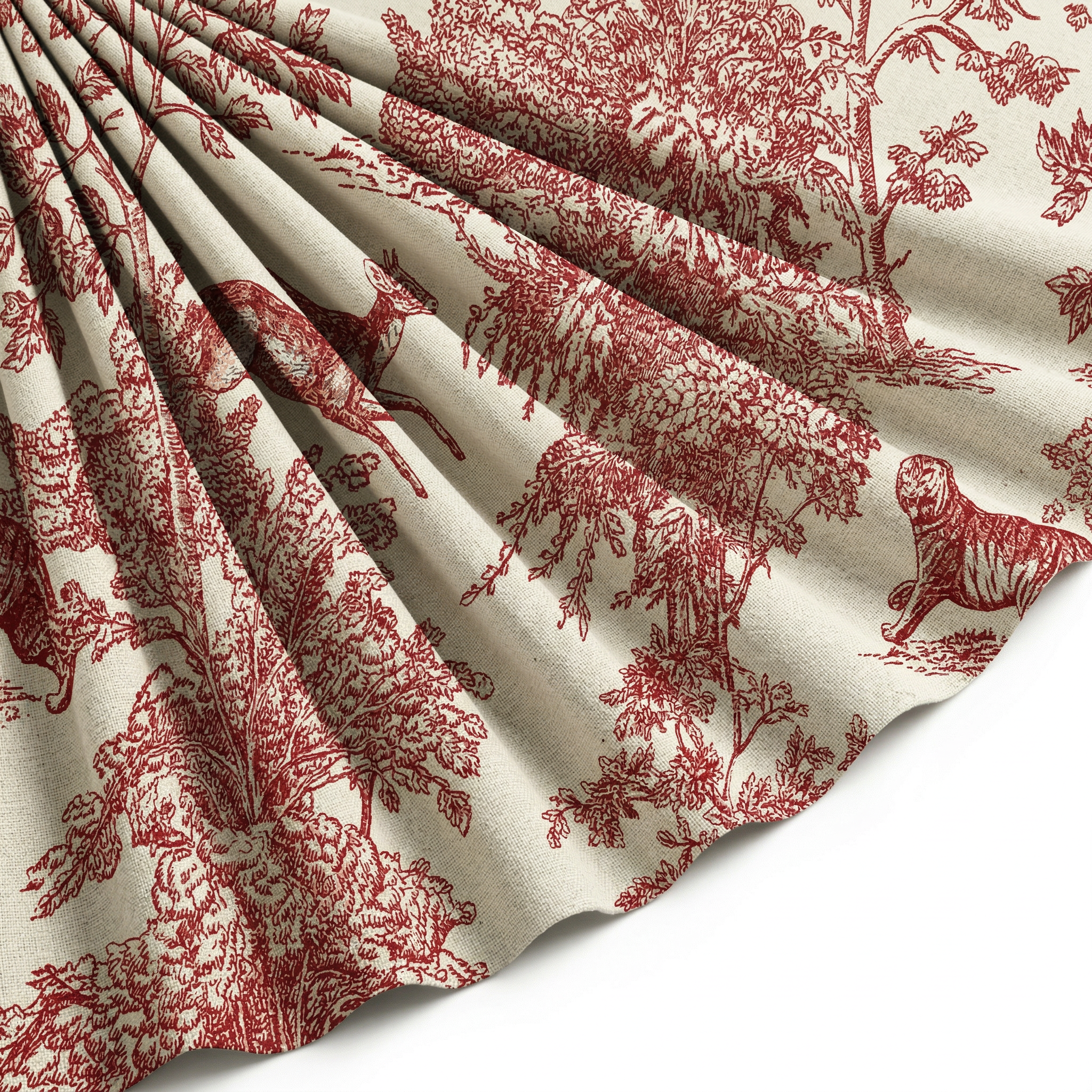 Tissu Toile de Jouy Coton Savane Rouge