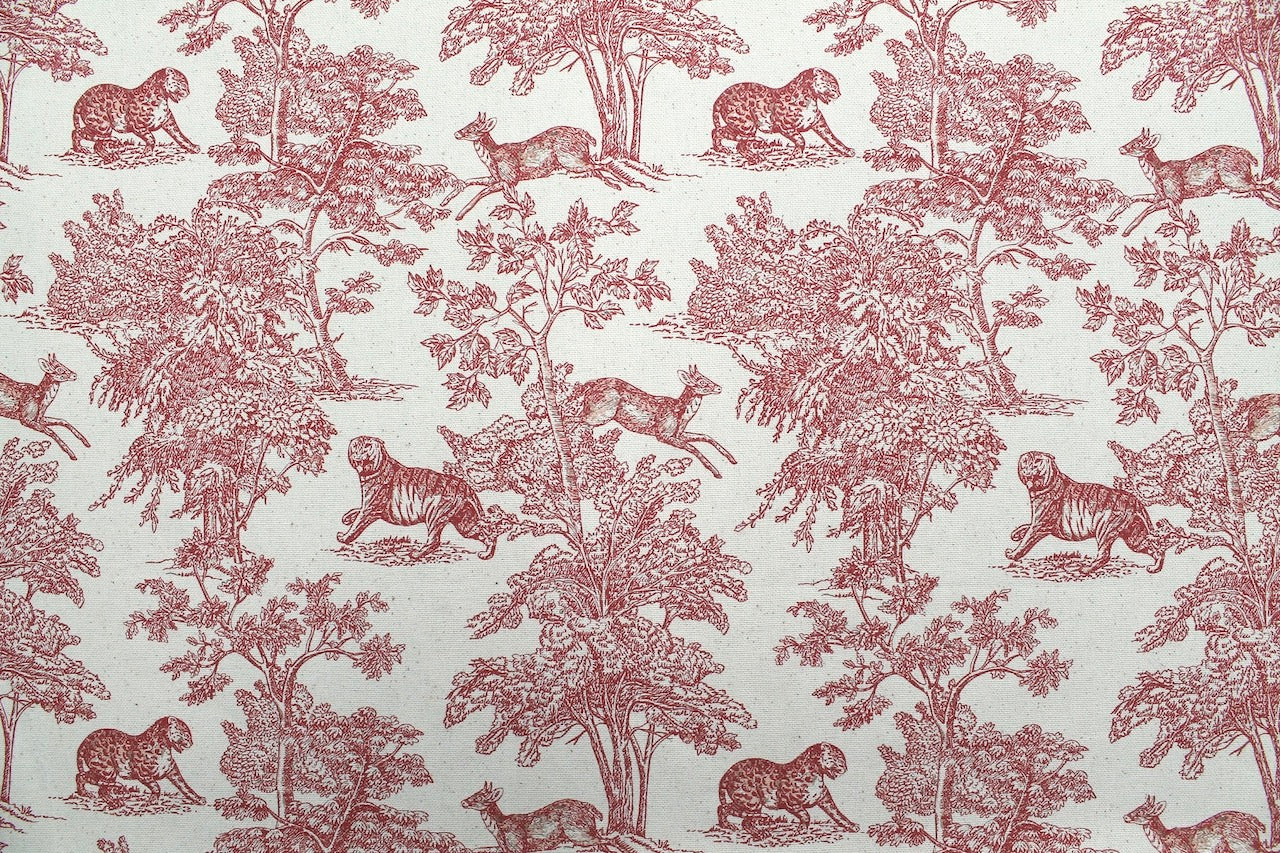 Tissu Toile de Jouy Coton Savane Rouge