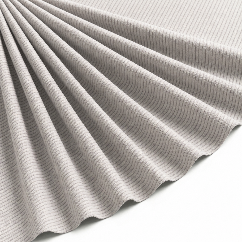 Tissu Velours Maille Côtelé Beige clair