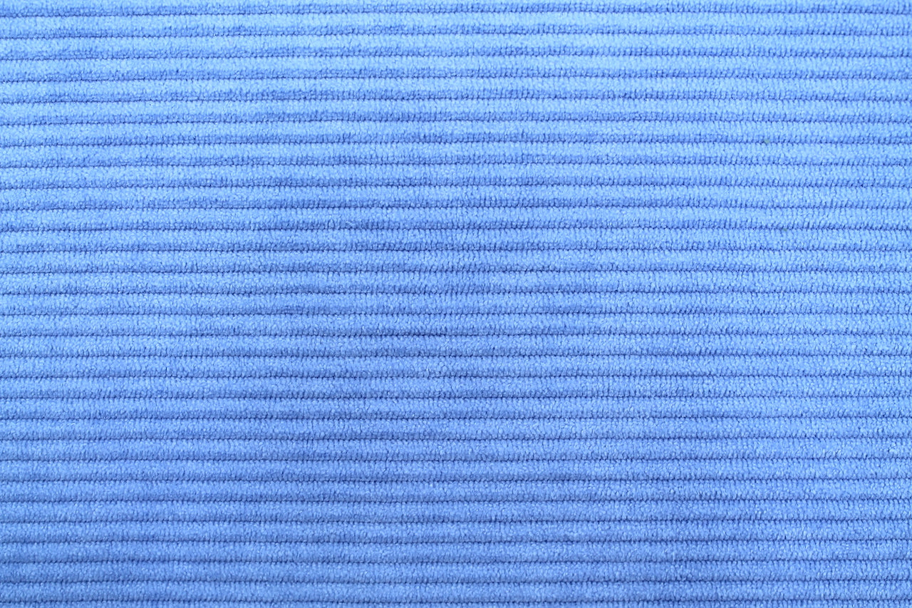 Tissu Velours Maille Côtelé Bleu Azur