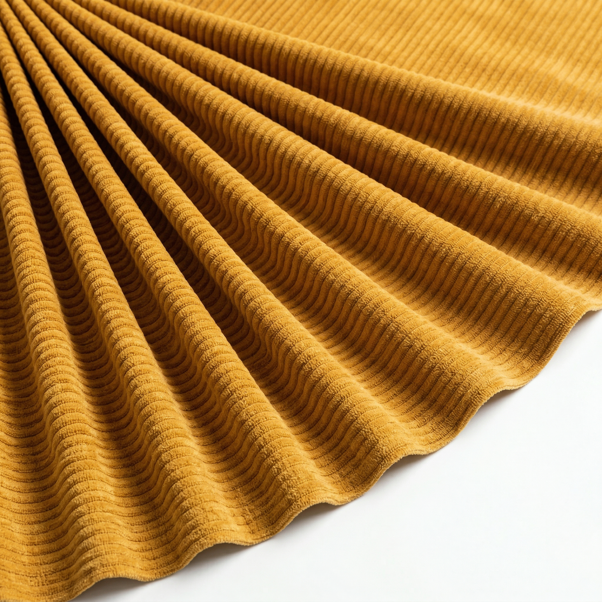 Tissu Velours Maille Côtelé Jaune Safran