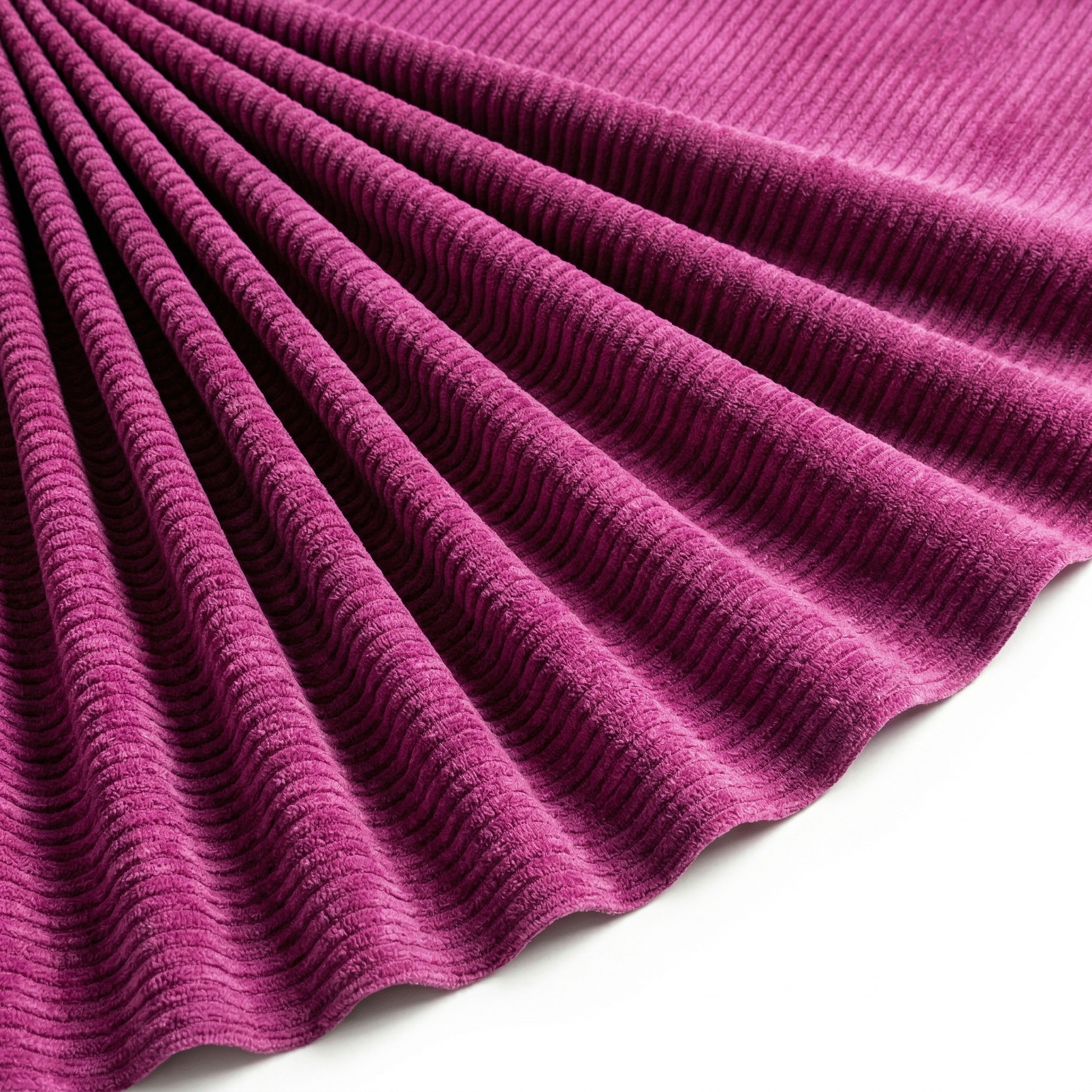 Tissu Velours Maille Côtelé Magenta