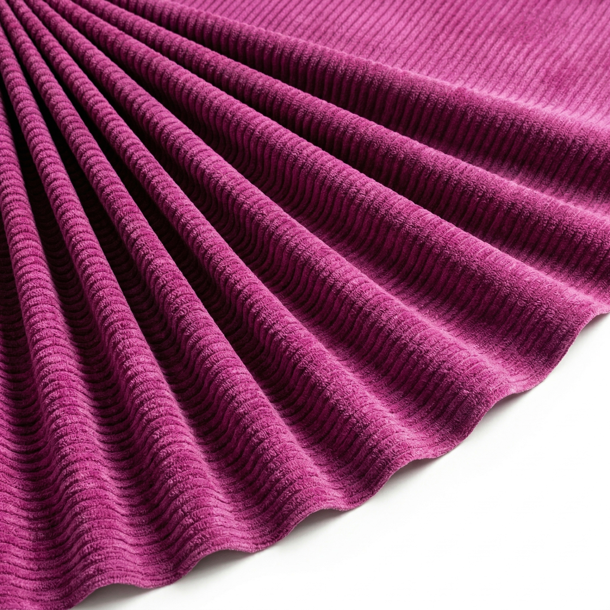 Tissu Velours Maille Côtelé Magenta