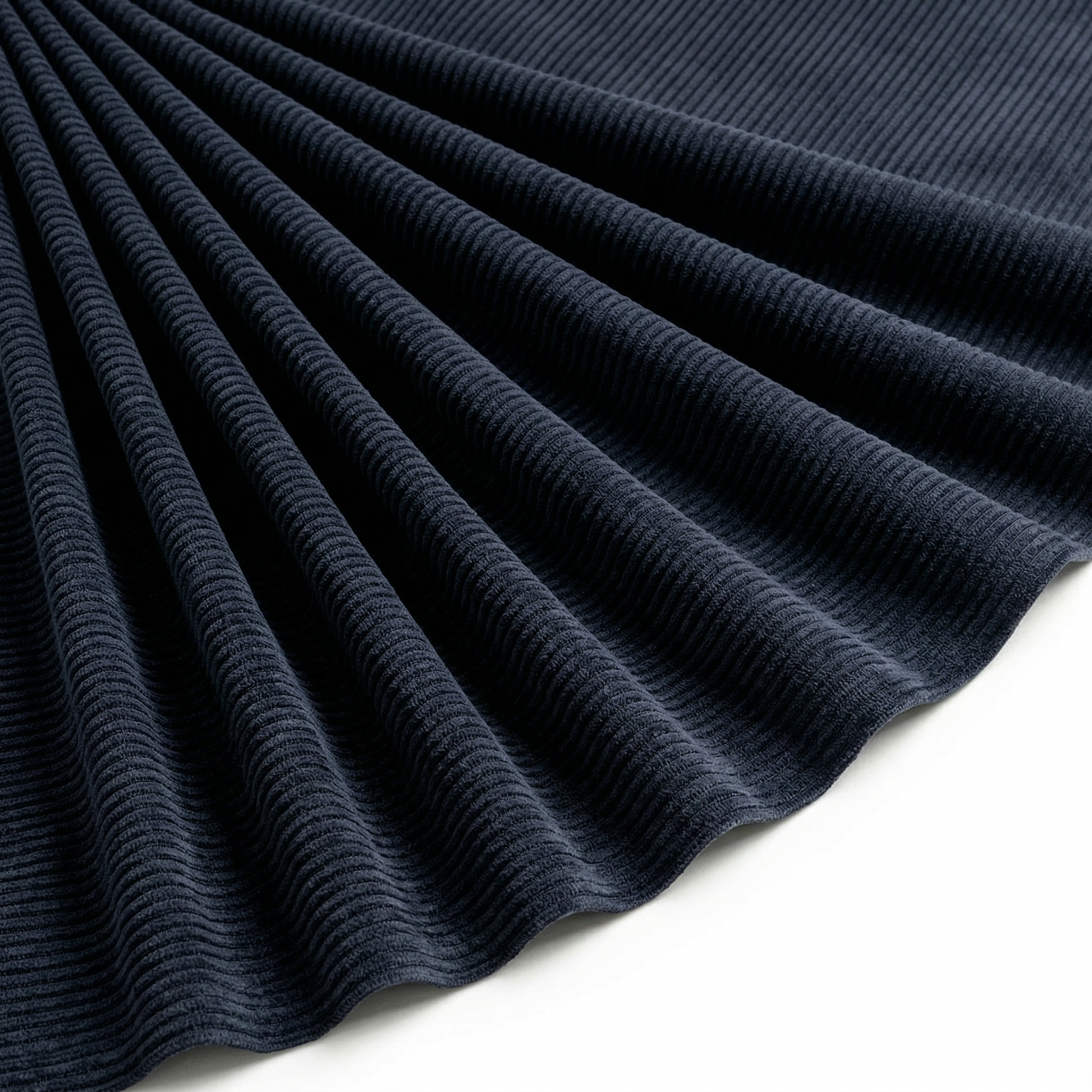 Tissu Velours Maille Côtelé Marine