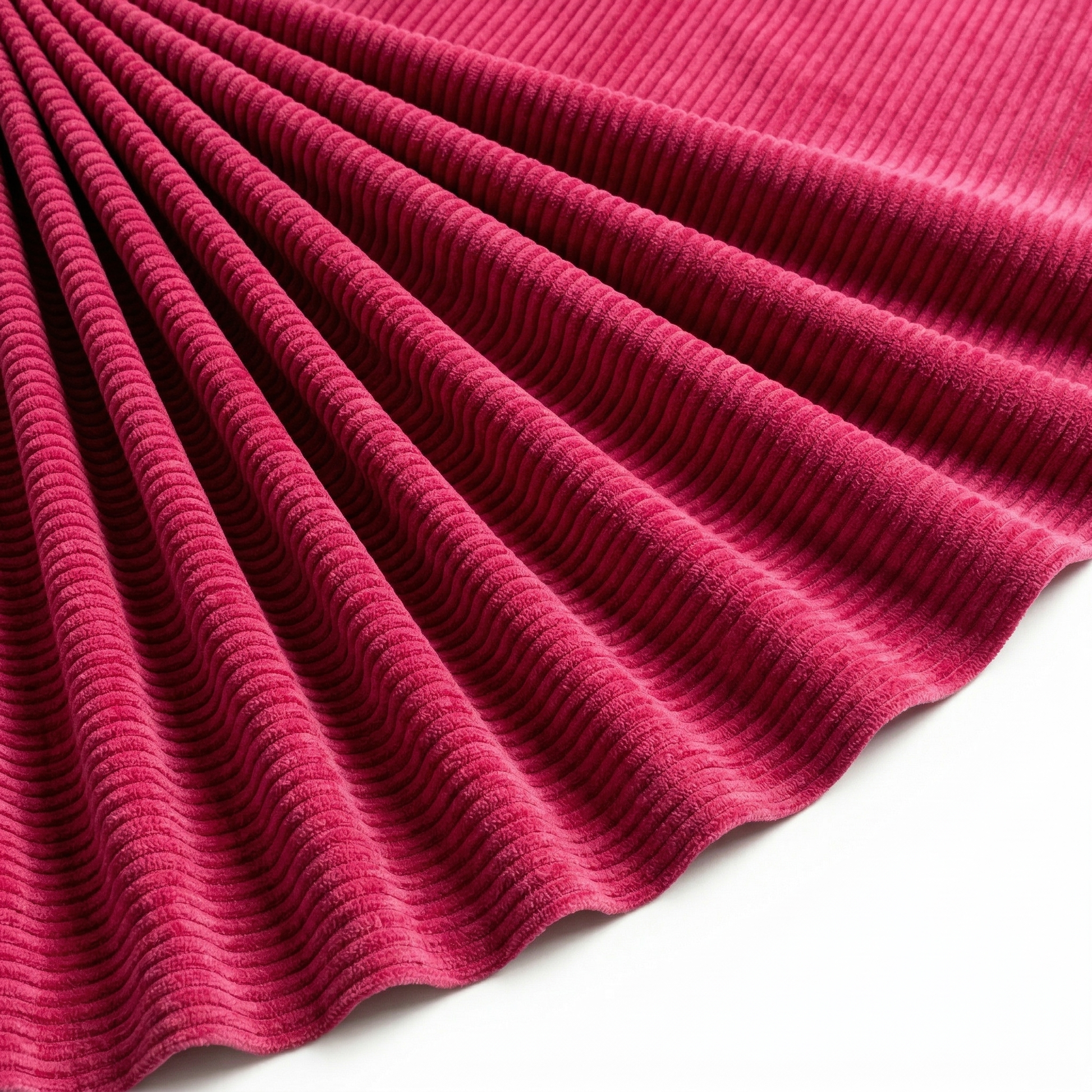 Tissu Velours Maille Côtelé Rouge