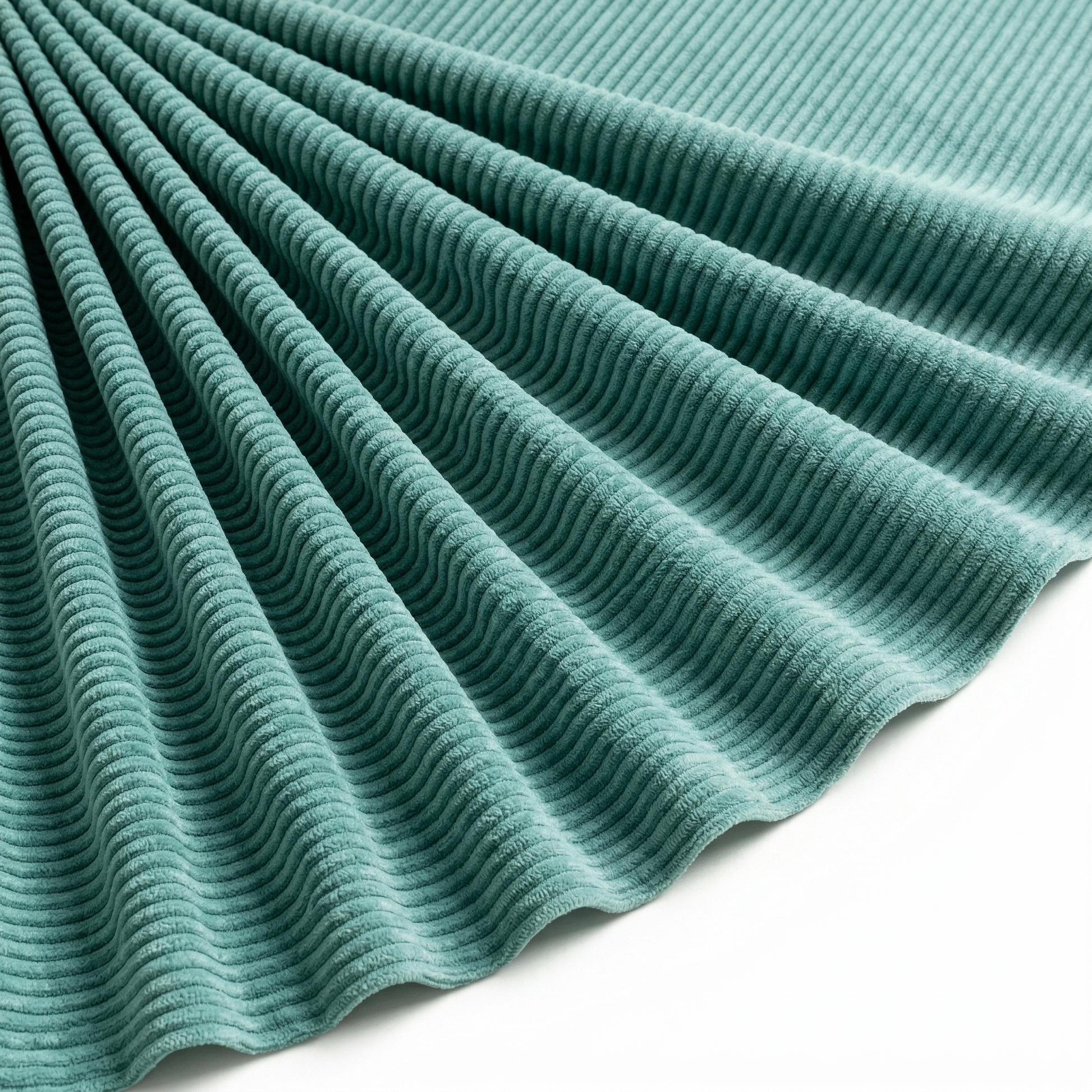 Tissu Velours Maille Côtelé Vert Jade