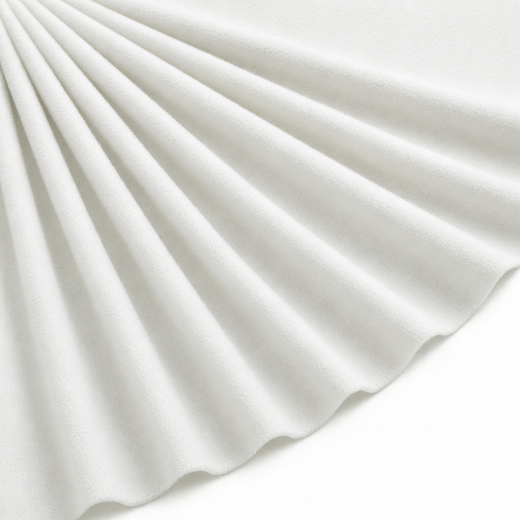 Tissu Velours Mat Extensible Uni Blanc cassé
