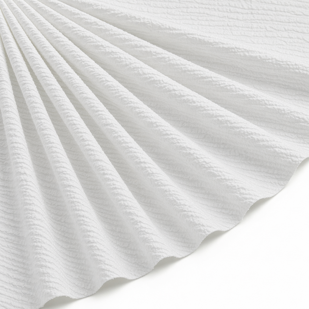 Tissu Viscose Gaufrée Unie Blanc cassé