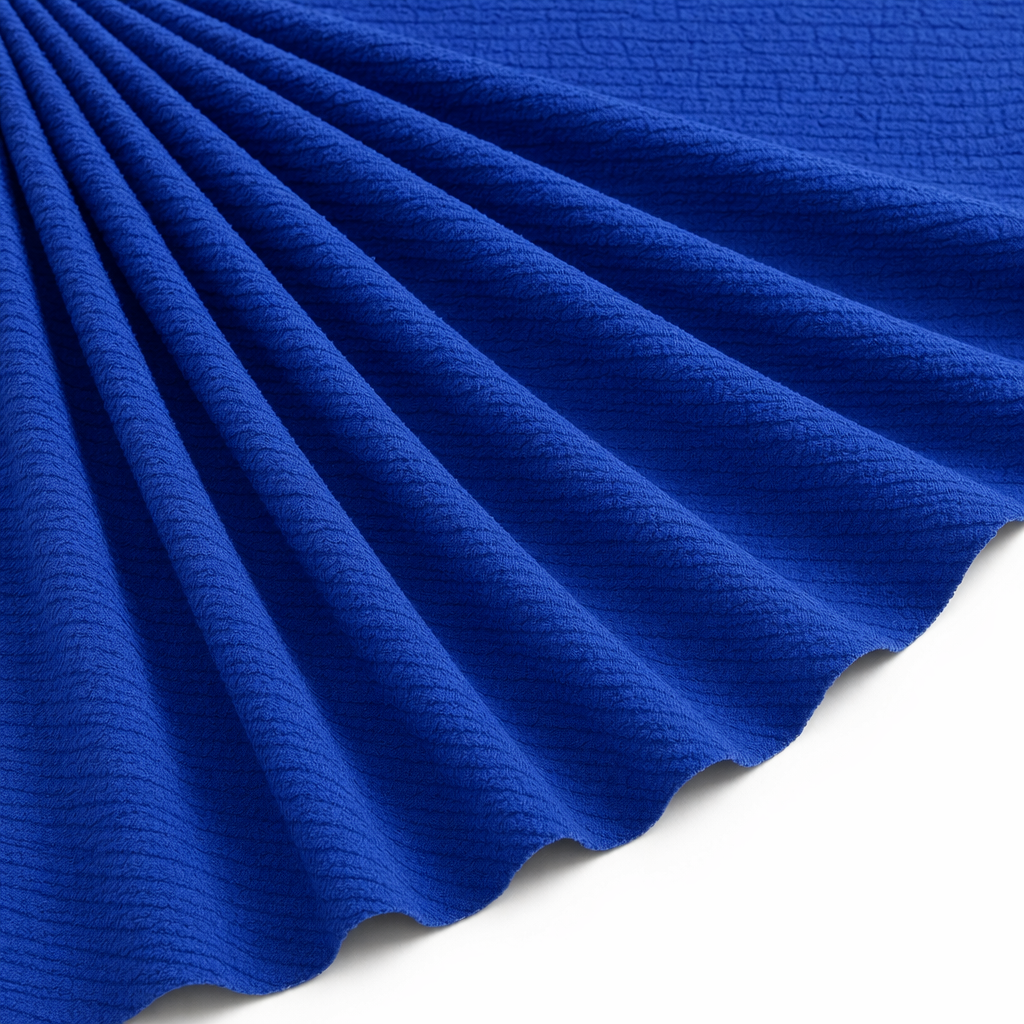 Tissu Viscose Gaufrée Unie Bleu roi