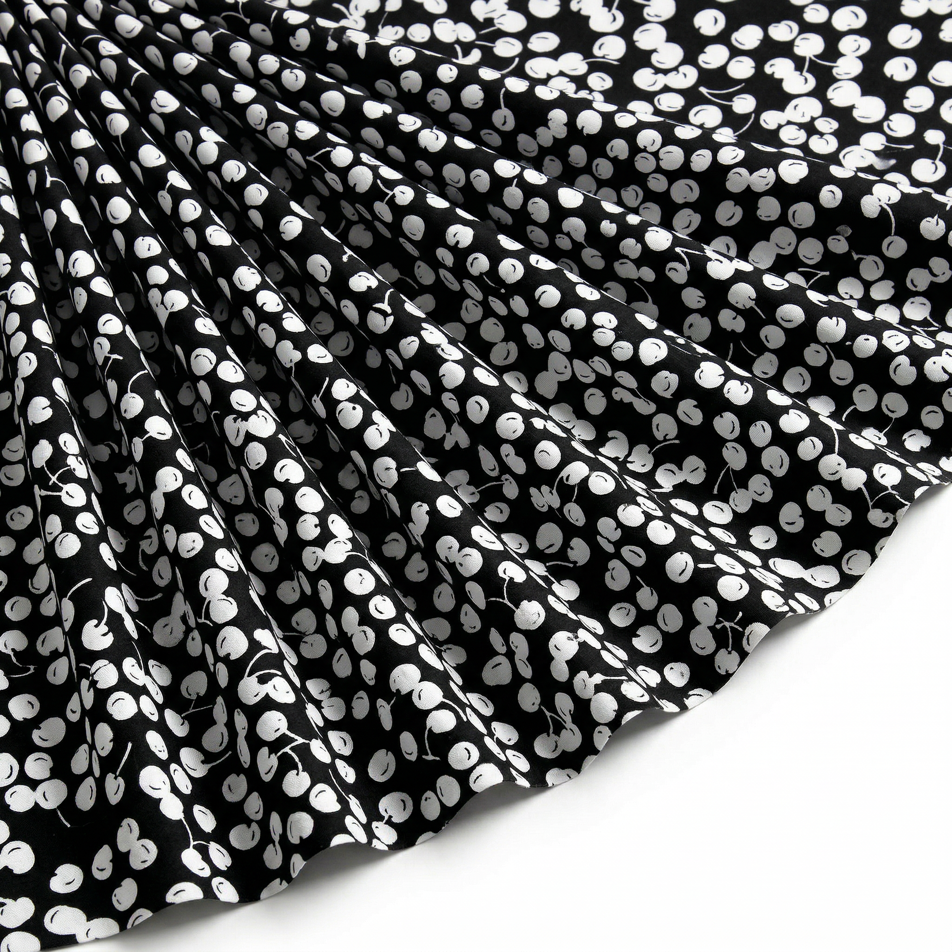 Tissu Viscose Imprimée Cherry Noir