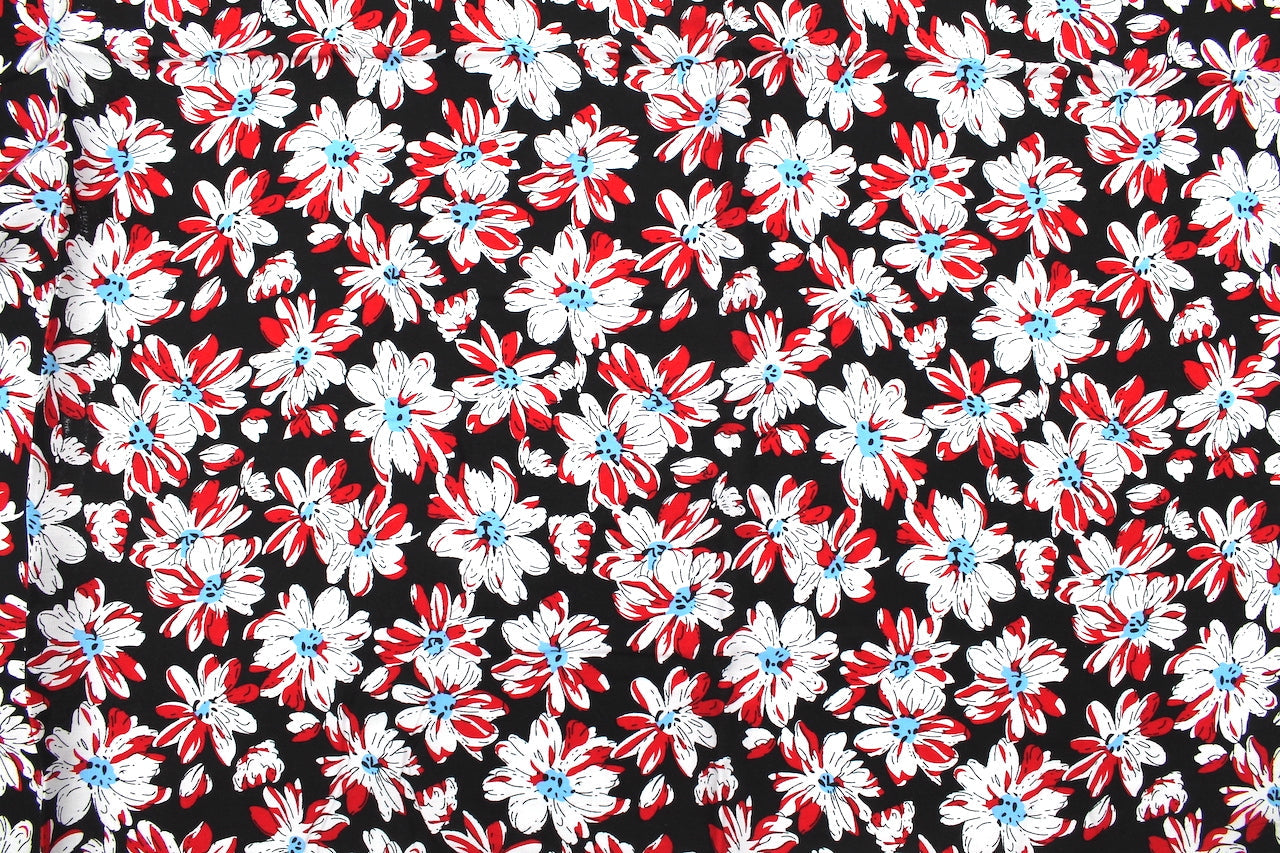 Tissu Viscose Imprimée Fleur Solène Noir