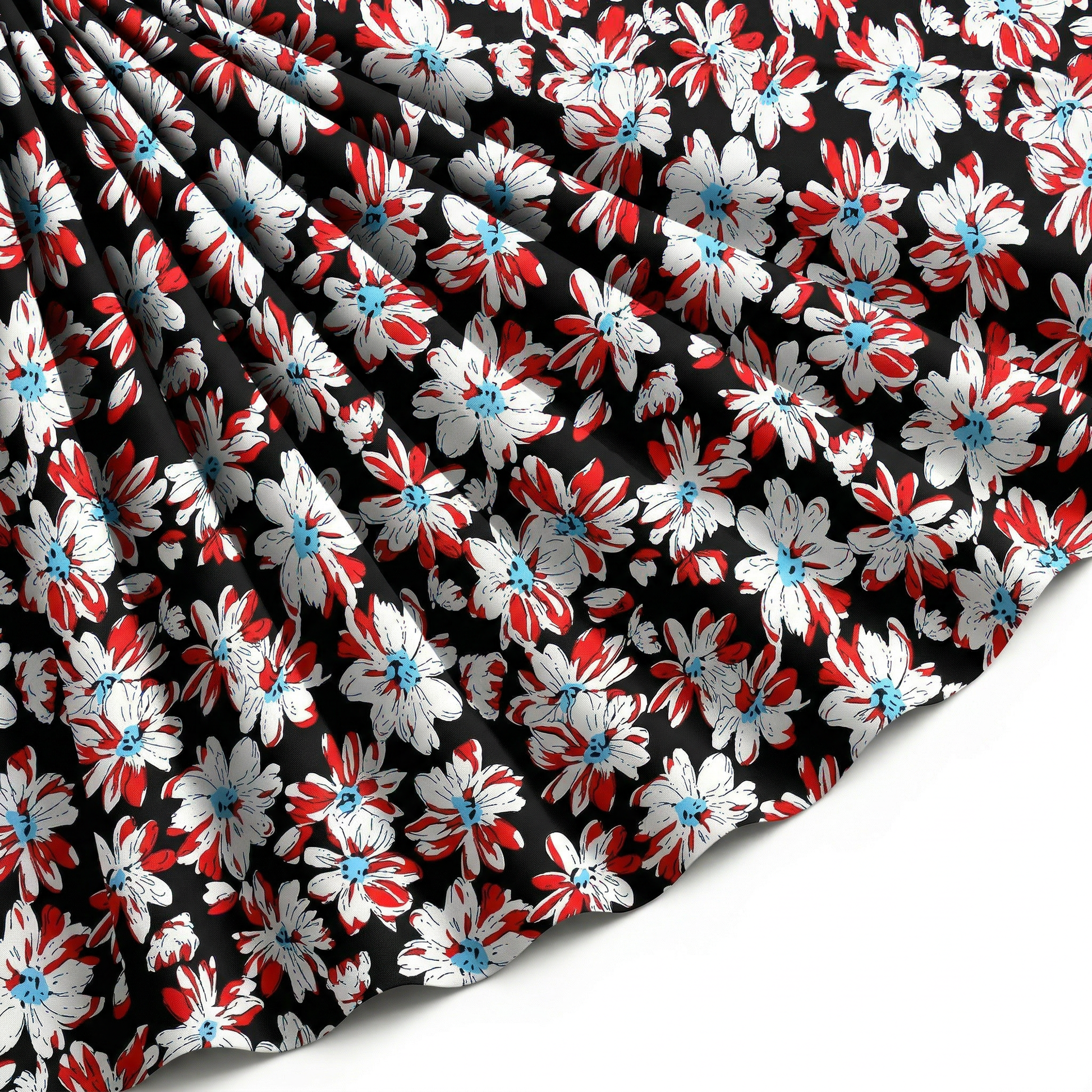 Tissu Viscose Imprimée Fleur Solène Noir