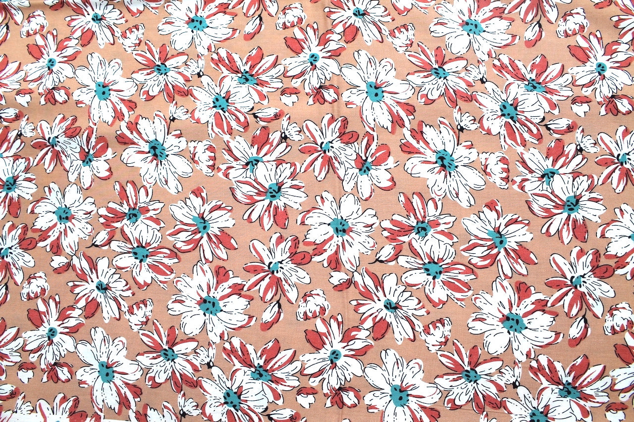 Tissu Viscose Imprimée Fleur Solène Rose