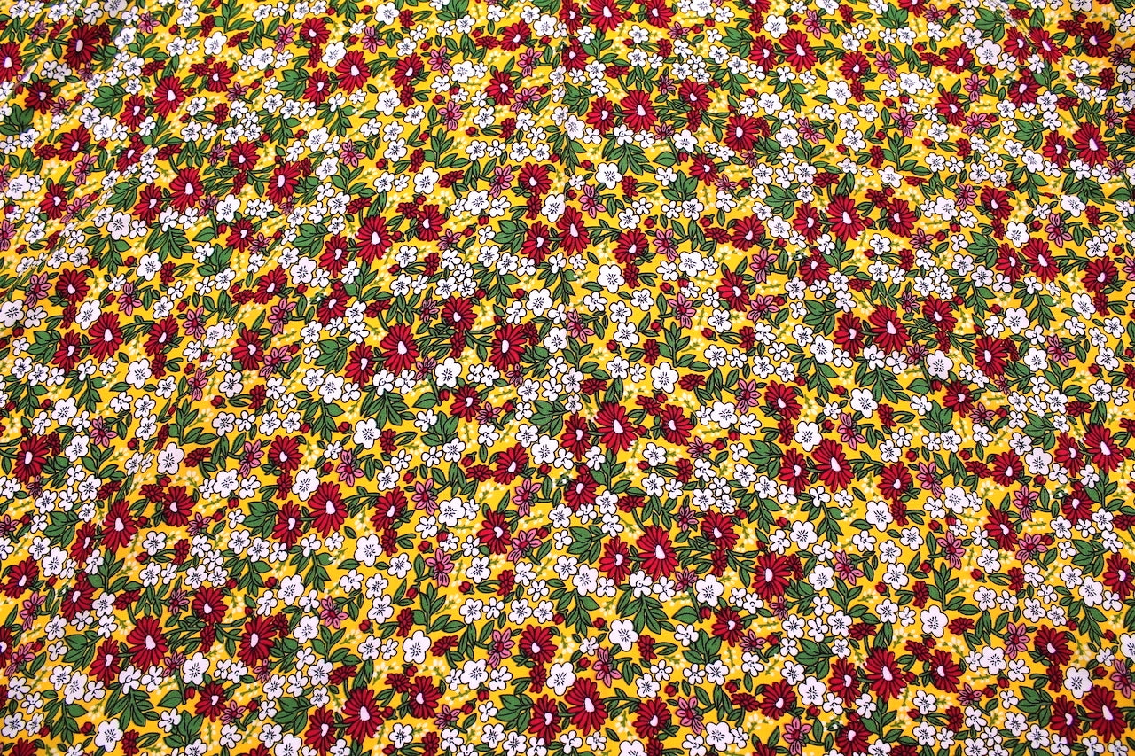 Tissu Viscose Imprimée Fleur Véra Jaune