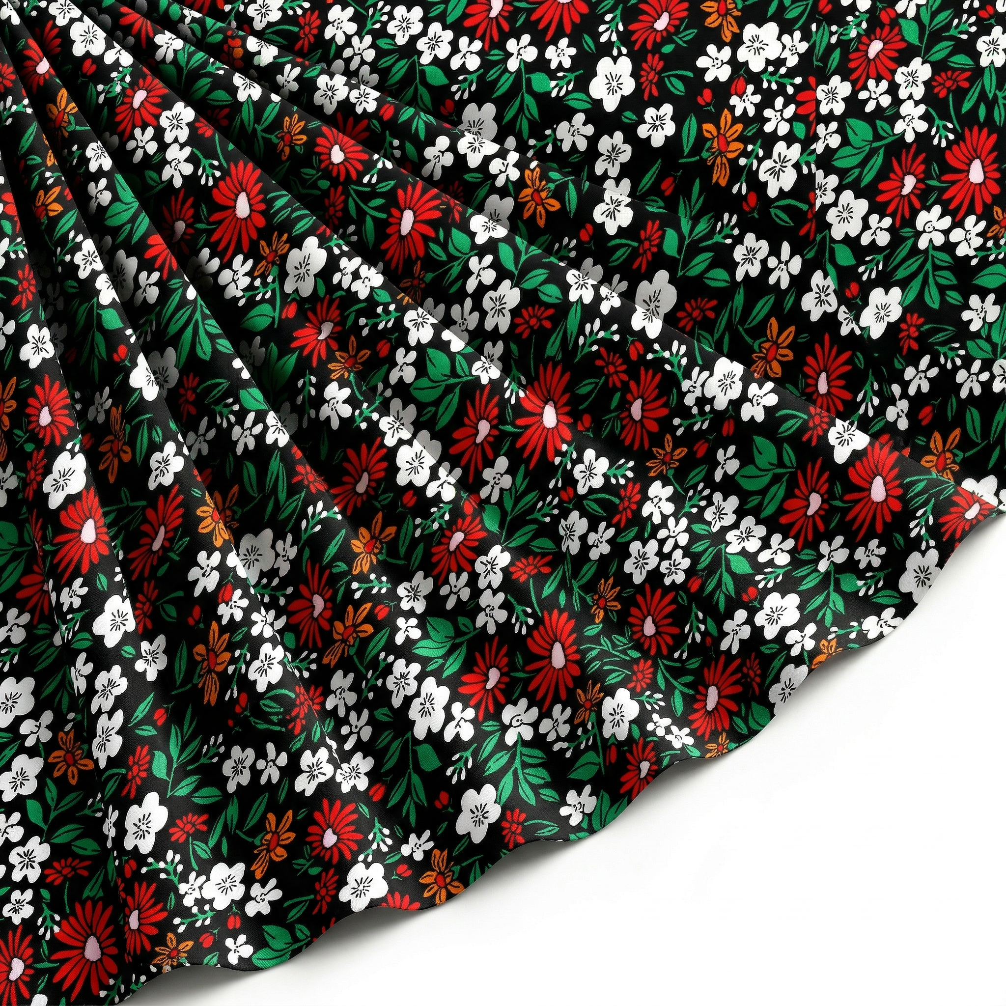 Tissu Viscose Imprimée Fleur Véra Noir