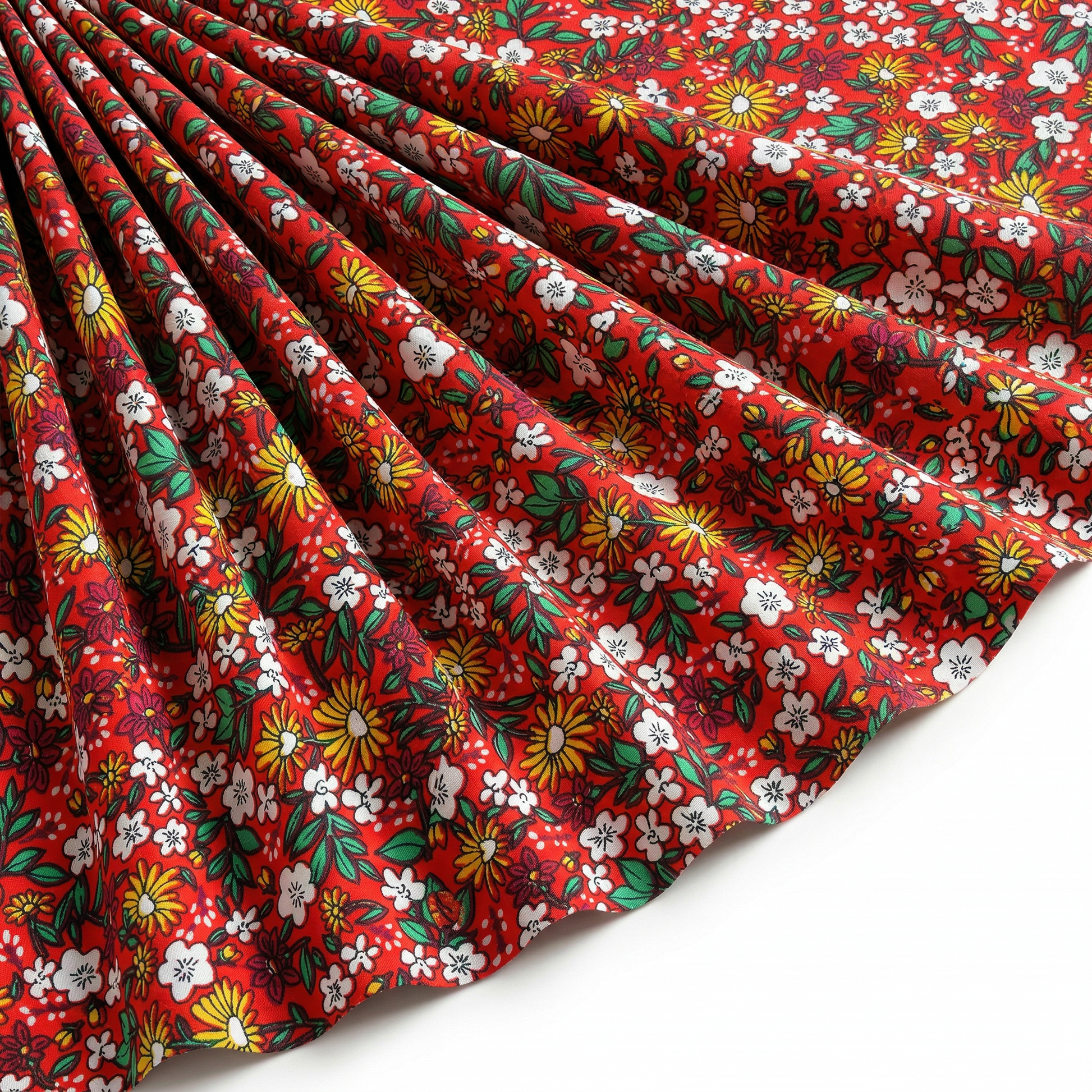 Tissu Viscose Imprimée Fleur Véra Rouge