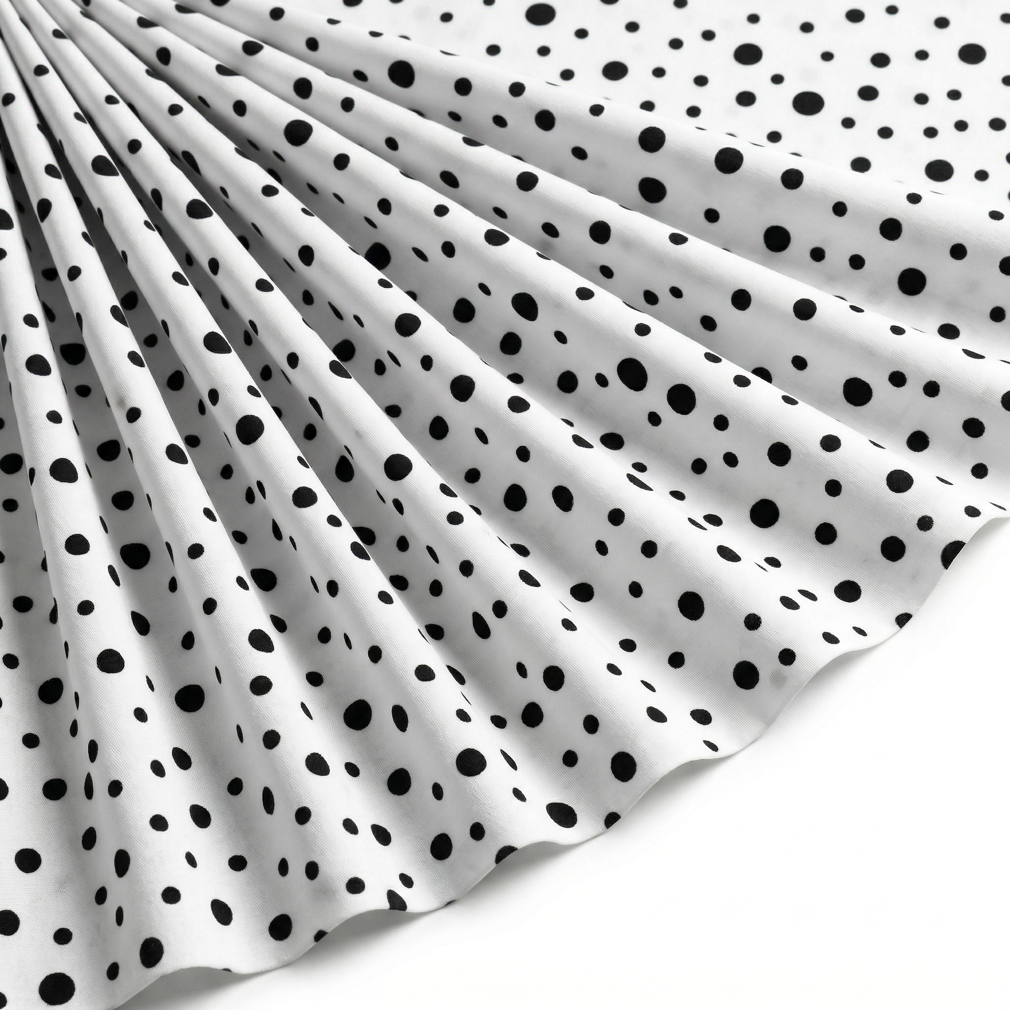 Tissu Viscose Imprimée Fond Blanc Bulles Noires