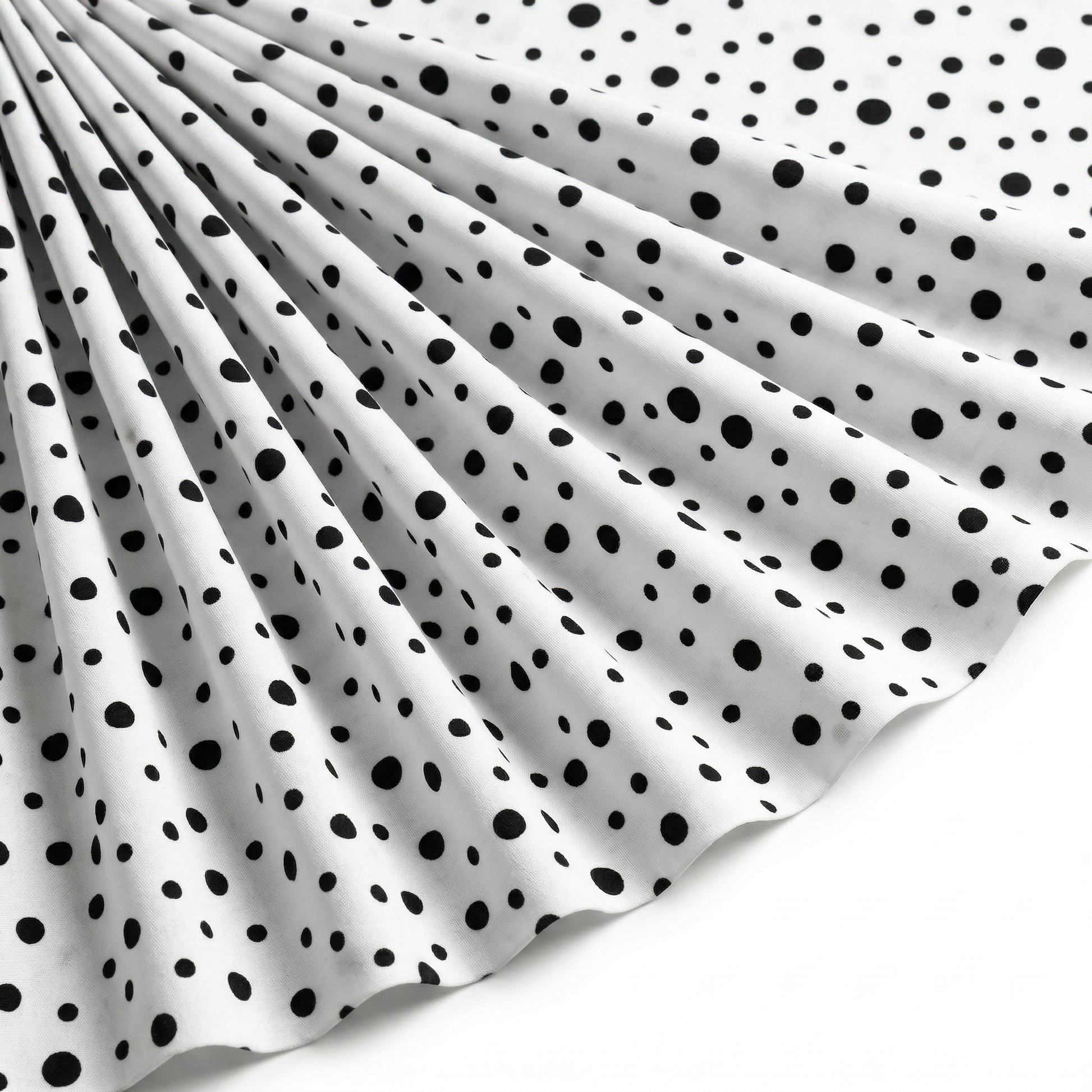 Tissu Viscose Imprimée Fond Blanc Bulles Noires
