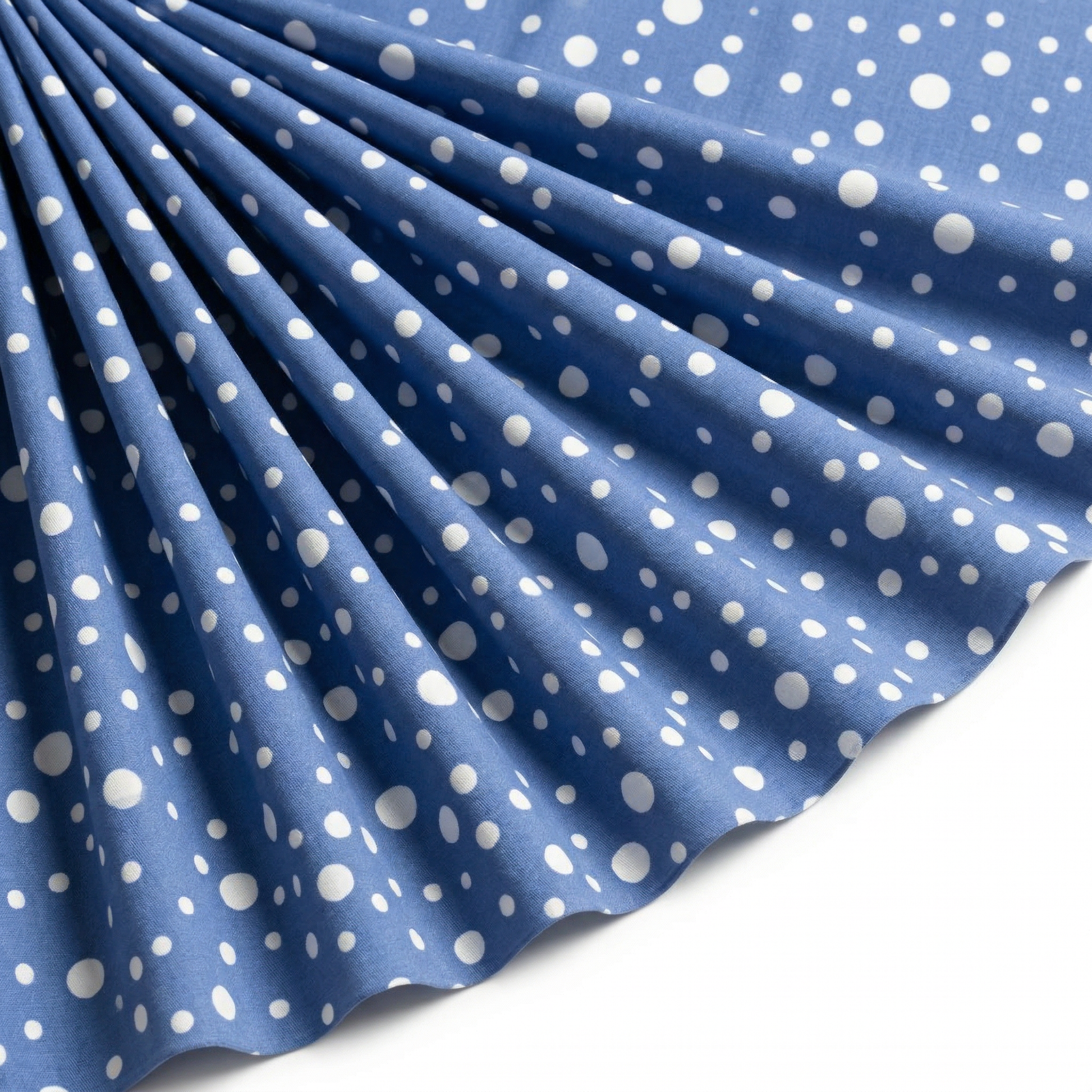Tissu Viscose Imprimée Fond Indigo Bulles Blanches