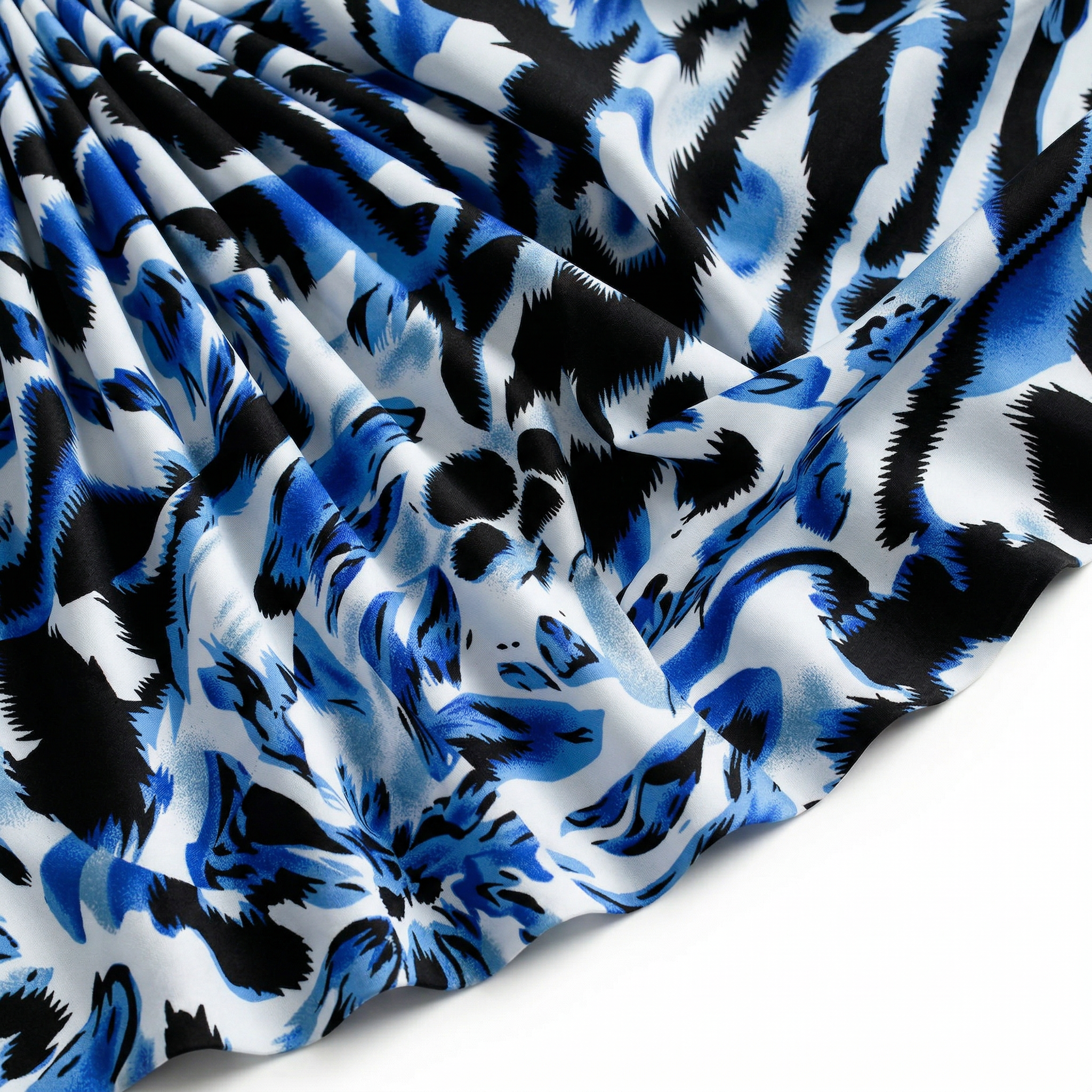 Tissu Viscose Imprimée Léopard Bleu