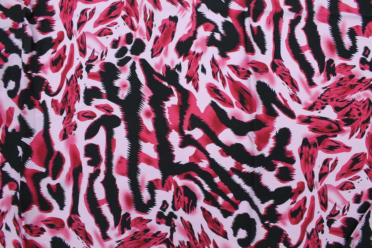 Tissu Viscose Imprimée Léopard Rose