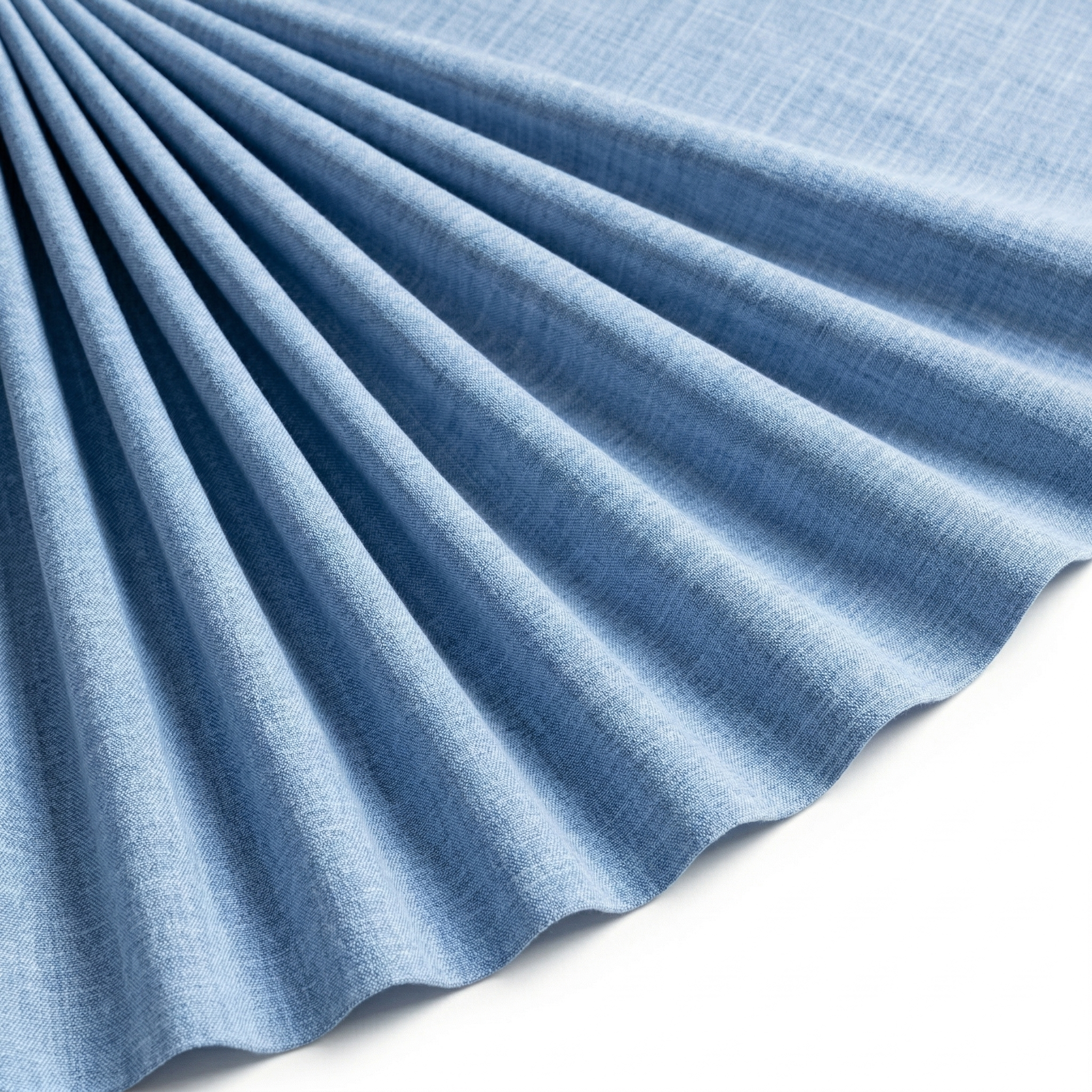 Tissu Voile Fluide Effet Naturel Mélange Bleu Ciel