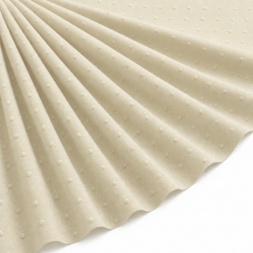 Tissu Voile de Coton Plumetis Beige