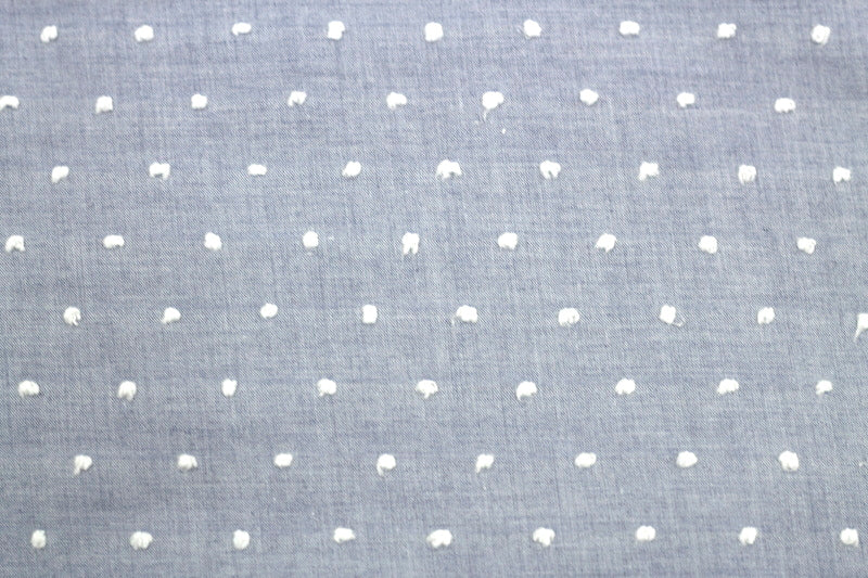 Tissu Voile de Coton Plumetis Bleu Ciel