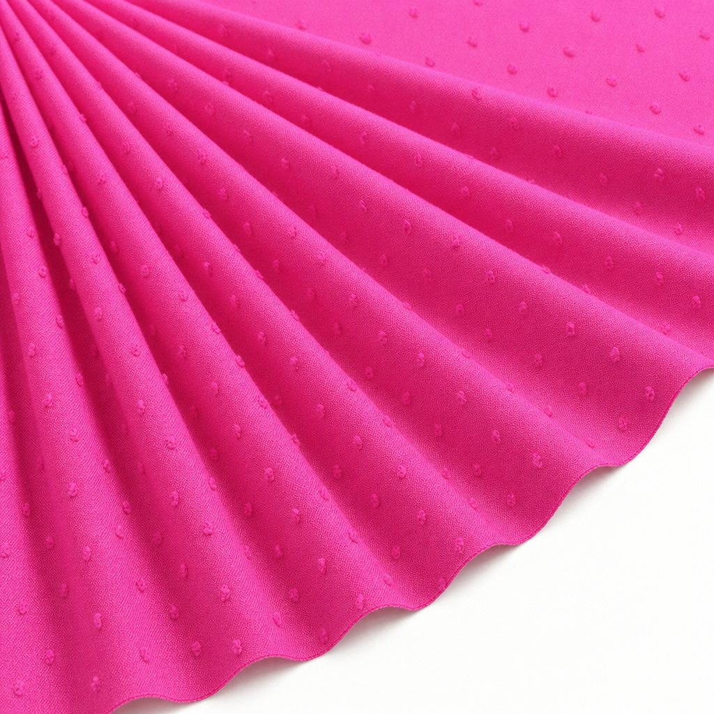 Tissu Voile de Coton Plumetis Fuchsia