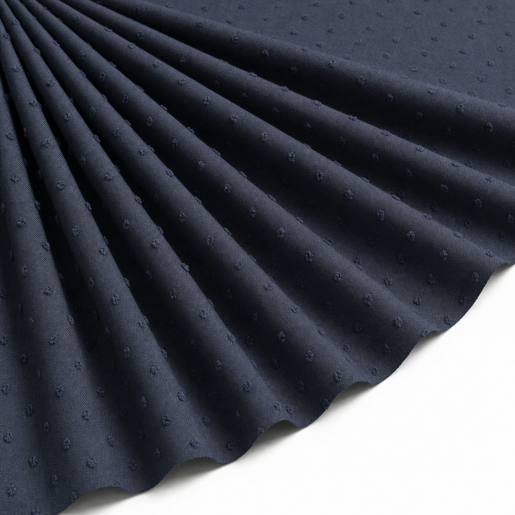 Tissu Voile de Coton Plumetis Marine
