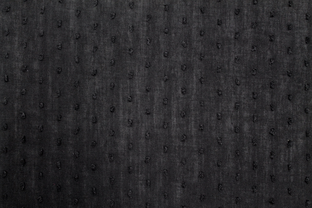 Tissu Voile de Coton Plumetis Noir