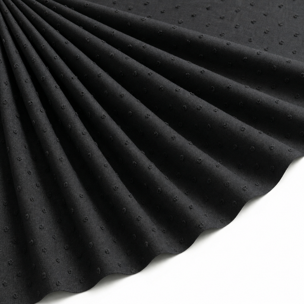 Tissu Voile de Coton Plumetis Noir